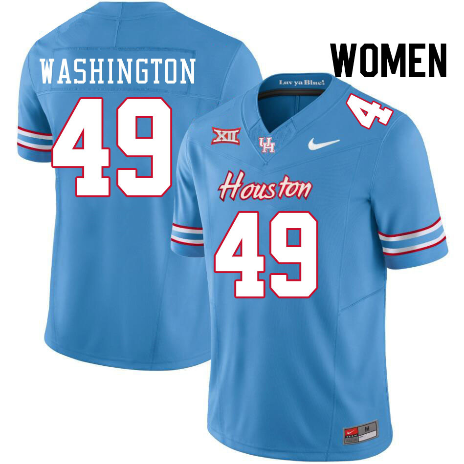 Women #49 Darius Washington Houston Cougars College Football Jerseys Stitched-Oilers